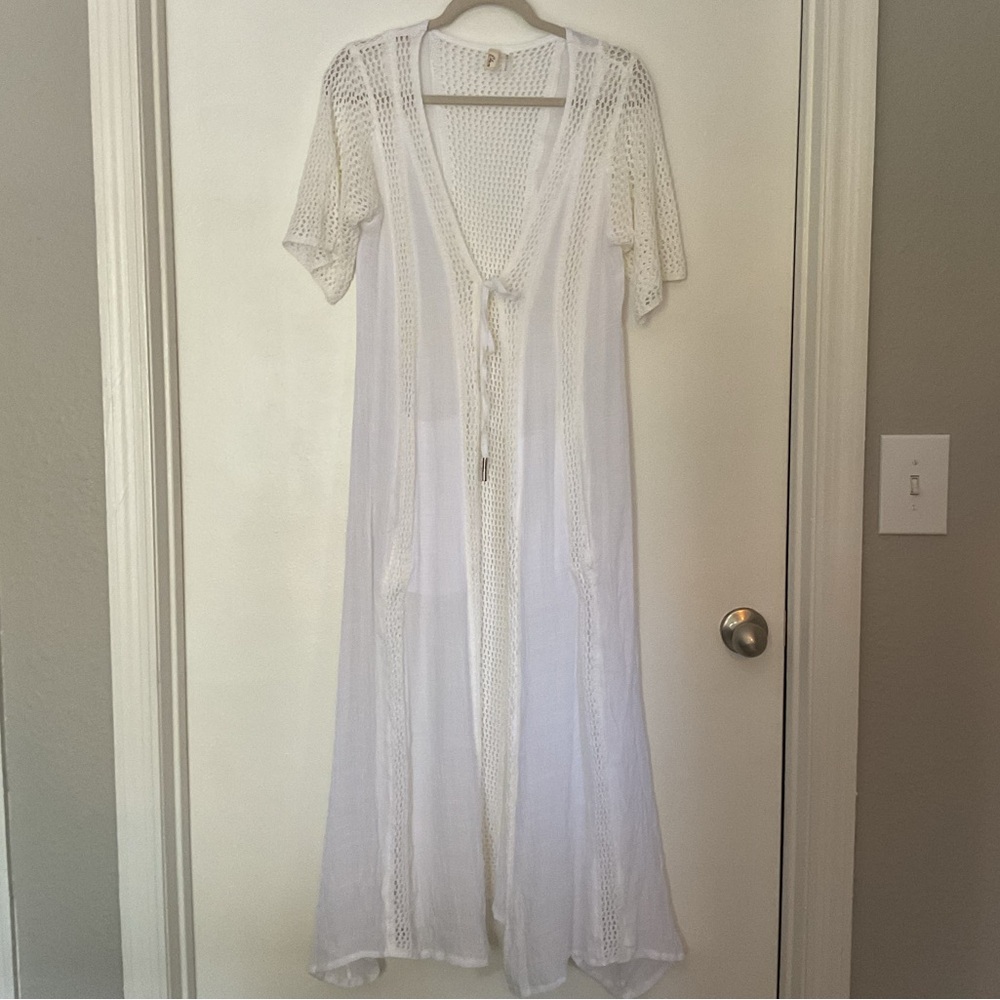 Elan White Crochet Swim Coverup